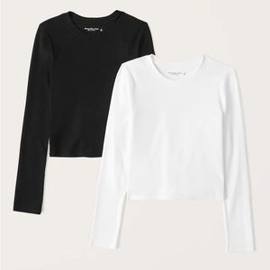 Abercrombie & Fitch White Ribbed Crew Tee